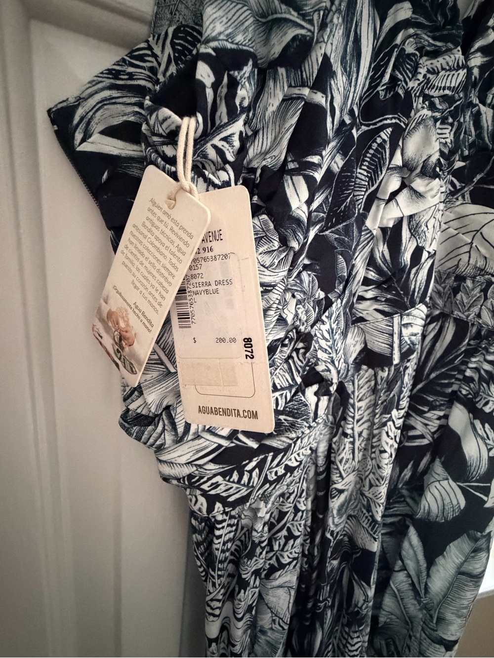 Agua Bendita Brand new with tags Black and White Tropical Print Dress size L
